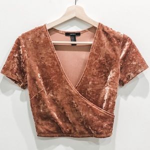 Velvet Wrap Crop Top